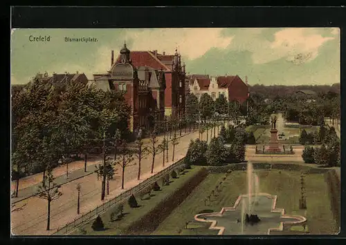 AK Crefeld, Blick auf den Bismarckplatz