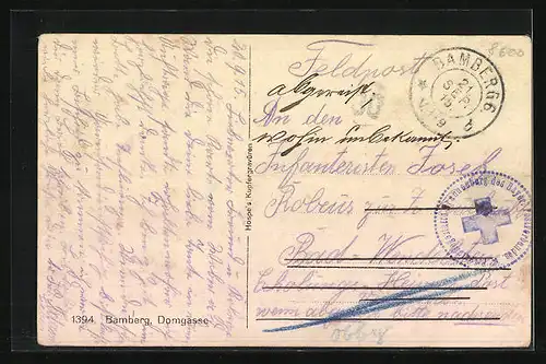 AK Bamberg, Strasse Domgasse mit Fachwerkhäusern