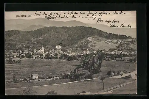 AK Oberachern, Teilansicht mit Kirche