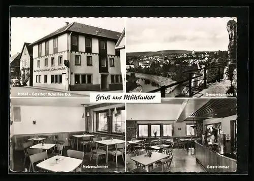 AK Mühlacker, Gesamtansicht, Hotel-Gasthof Scharfes Eck