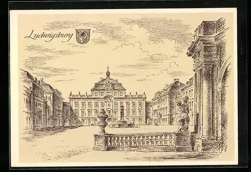 Künstler-AK Ludwigsburg, Schloss