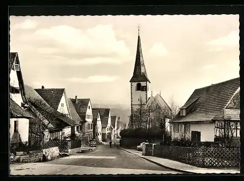 AK Neckargröningen /Kreis Ludwigsburg, Ortspartie mit Ev. Martinskirche