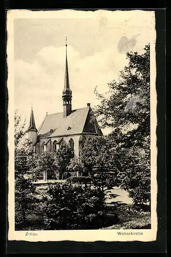 AK Zittau, Blick auf die Weberkirche