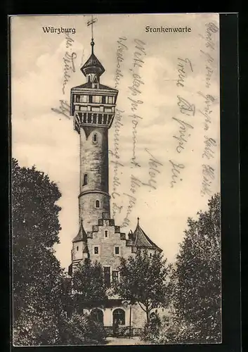 AK Würzburg, Blick auf die Frankenwarte