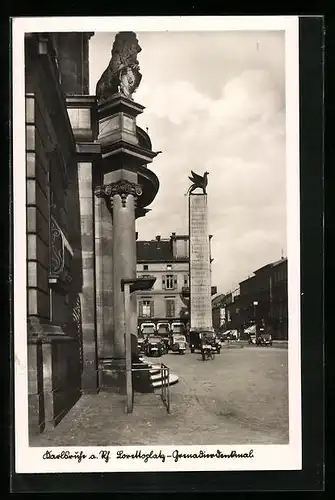 AK Karlsruhe a. Rh., Lorettoplatz-Grenadierdenkmal