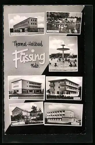 AK Füssing /Ndb., Thermal-Heilbad, Kurmittelhaus, Freibecken, Füninger Hof