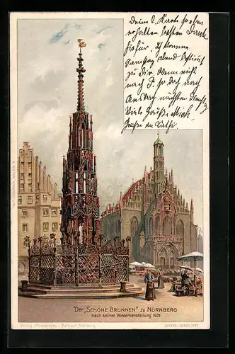 Künstler-AK Nürnberg, Der Schöne Brunnen 1903