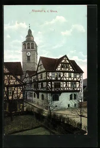 AK Allendorf a. d. Werra, Ortspartie mit Kirche