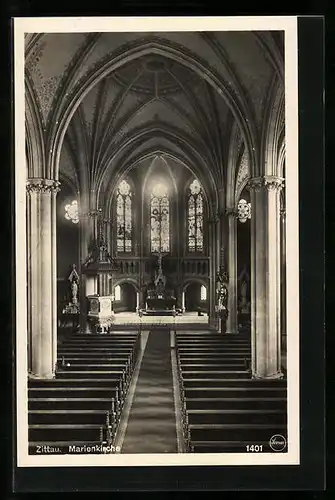 AK Zittau, Innenansicht Marienkirche