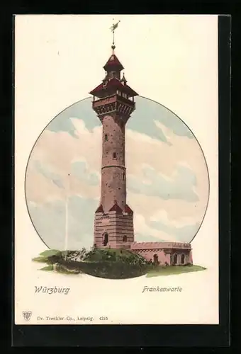 AK Würzburg, Blick auf die Frankenwarte