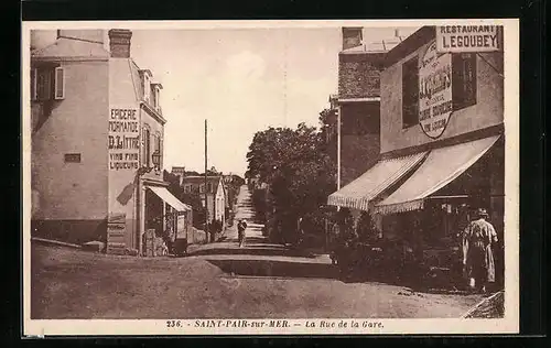 AK Saint-Pair-sur-Mer, La Rue de la Gare