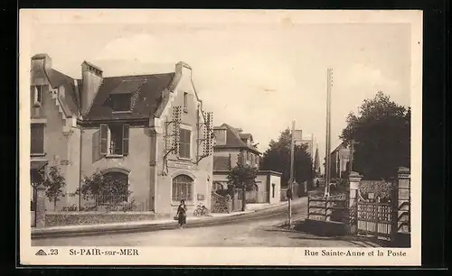 AK St-Pair-sur-Mer, Rue Sainte-Anne et la Poste