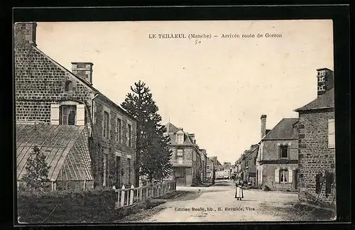 AK Le Teilleul, Arrivée route de Gorron