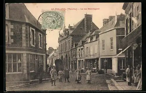 AK Le Teilleul, La rue Beauregard, Strassenpartie