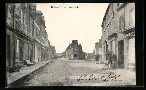 AK Brecey, Rue Principale, Strassenpartie