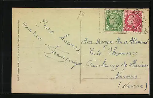 AK Villedieu, Rue Carnot et Rue Basse, Strassenpartie