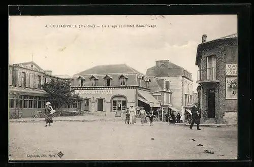 AK Coutainville, La Plage et l`Hôtel Beau-Rivage