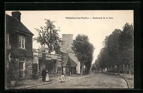 AK Villedieu-les-Poeles, Boulevard de la Gare