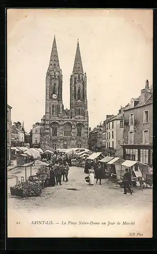 AK Saint-Lo, La Place Notre-Dame un Jour de Marche