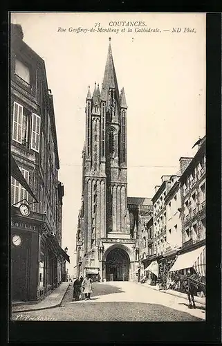 AK Coutances, Rue Geoffroy-de-Montbray et la Cathedrale