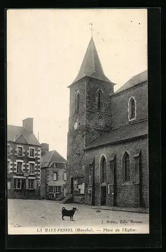 AK La Haye-Pesnel, Place de l`Eglise