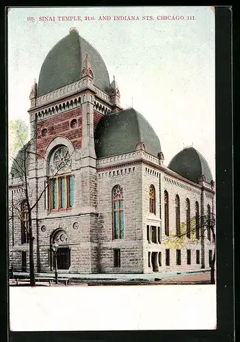 AK Chicago, IL, Sinai Temple, 21st and Indiana Sts., Synagoge