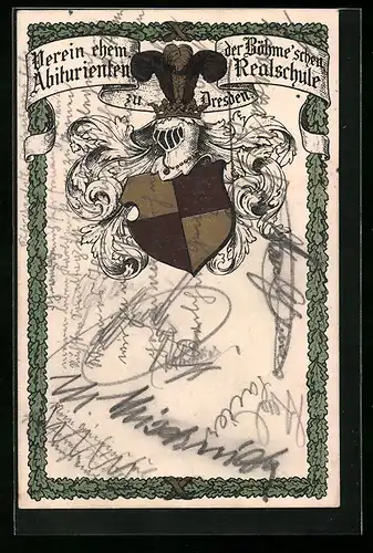 Künstler-AK Dresden, Verein ehemaliger Abiturienten, Böhme`sche Realschule, Ferdinandstrasse 17