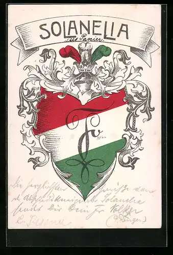 Künstler-AK Solanelia, Studentenwappen