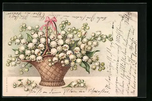 AK Maiglöckchen in einem Köbchen