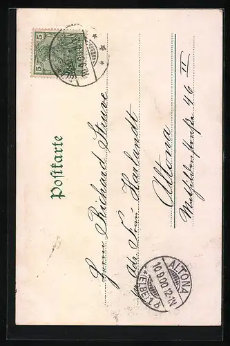 Lithographie Kleines Paar mit Kirschen