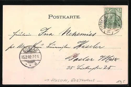 AK Husum, Gasthaus Husumer Weinstrasse der Gebr. Bydekarken, Innenansicht, Wappen