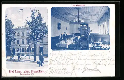 AK Hamburg-Altona, Hotel Kühnel, Bahnhofstrasse, Innenansicht Der weisse Saal