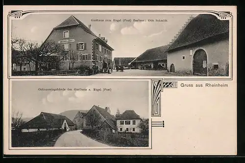 AK Rheinheim, Gasthaus zum Engel von Otto Schmidt, Oekonomiegebäude