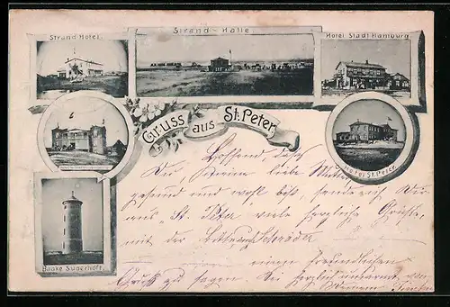 Vorläufer-AK St. Peter, 1895, Hotel Stadt Hamburg, Hotel St. Peter, Strand-Hotel