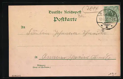 Lithographie Breisach, Restaruant zur Rheinbrücke, Rheinbad, Unteroffizier-Vorschule Neubreisach