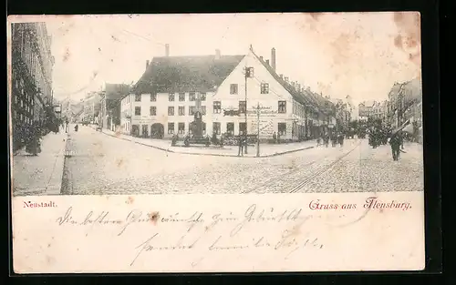 AK Flensburg, Strasseneck in der Neustadt