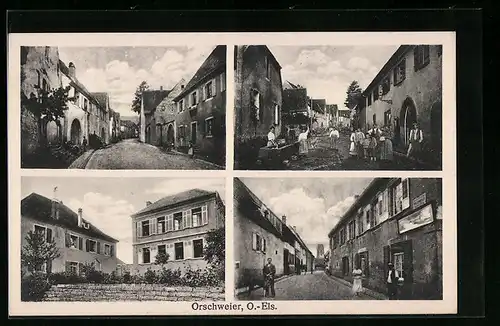 AK Orschweier, Strassenpartie mit Häusern