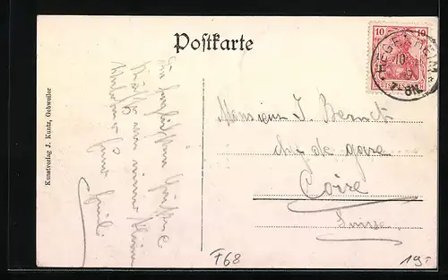 AK Hegenheim, Gemeindehaus, Wirtschaft zum Halbmond von Alphonse Misslin