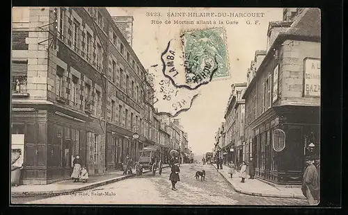 AK Saint-Hilaire-du-Harcouet, Rue de Mortain allant a la Gare