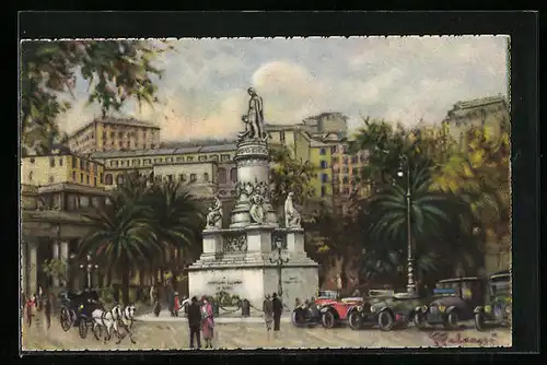 AK Genova, Monumento a Cristoforo Colombo, Piazza Acquaverde