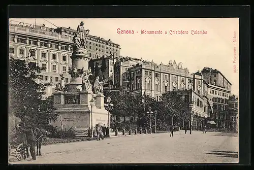 AK Genova, Monumento a Cristoforo Colombo, Piazza Acquaverde