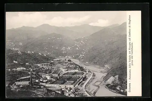 AK Genova, Panorama della Vallata del Bisagna col Cimitero di Staglieno preso dal Castellaccio