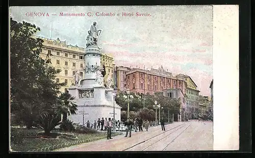 AK Genova, Monumento C. Colombo e Hotel Savoie