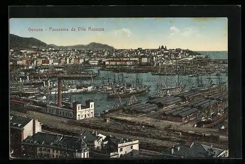 AK Genova, Panorama da Villa Rosazza, Porto