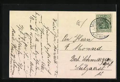 AK Mainz-Gonsenheim, Partie in der Kaiserstrasse, Strassenbahn