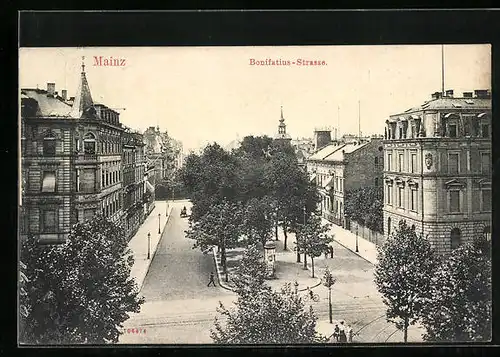 AK Mainz, Bonifatius-Strasse, Litfasssäule