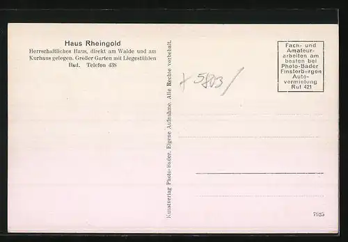 AK Finsterbergen, Hotel Haus Rheingold