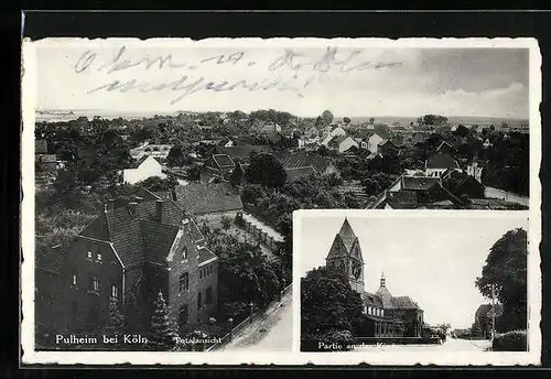 AK Pulheim bei Köln, Partie an der Kirche, Totalansicht