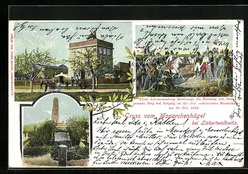 AK Liebertwolkwitz, Gasthaus & Mahnmal Monarchenhügel