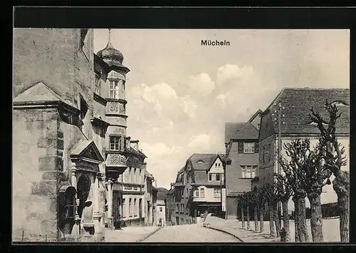 AK Mücheln, Strassenpartie im Ort